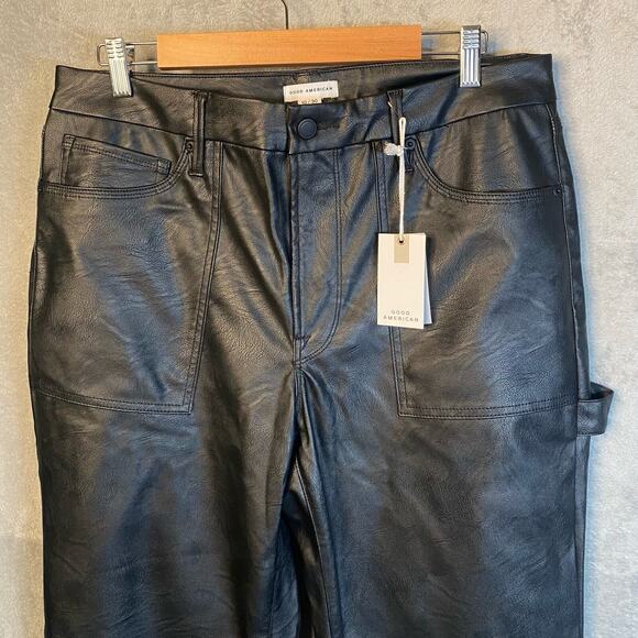 Good American Faux Leather Pants Size 10/30 Fairy Grunge Edgy Glam Going Out - Picture 3 of 14